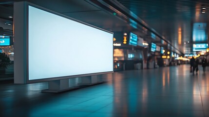 Blank advertising billboard at airportmockup poster media template ads display : Generative AI