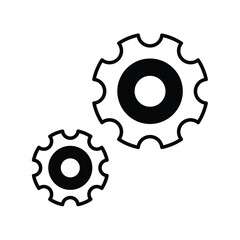 gears glyph icon with white background vector stock illustration