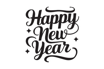  Happy new year typography silhouette vector and illustration art work