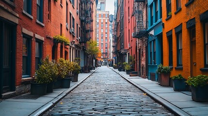 Fototapeta premium Alleys of Tribeca Neighborhood Lower Manhattan New York City : Generative AI