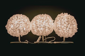 Three fluffy lamps with black background