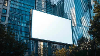  Large horizontal blank advertising poster billboard banner mockup in front of building in urban city digital light box display screen for OOH media 12 sheet outofhome : Generative AI © The Little Hut
