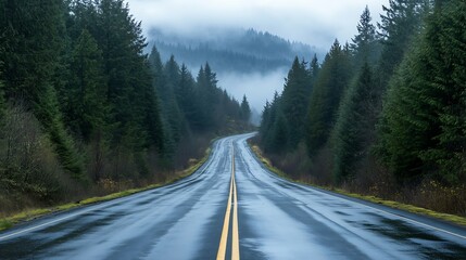 Naklejka premium Highway In Western Washington State United States : Generative AI
