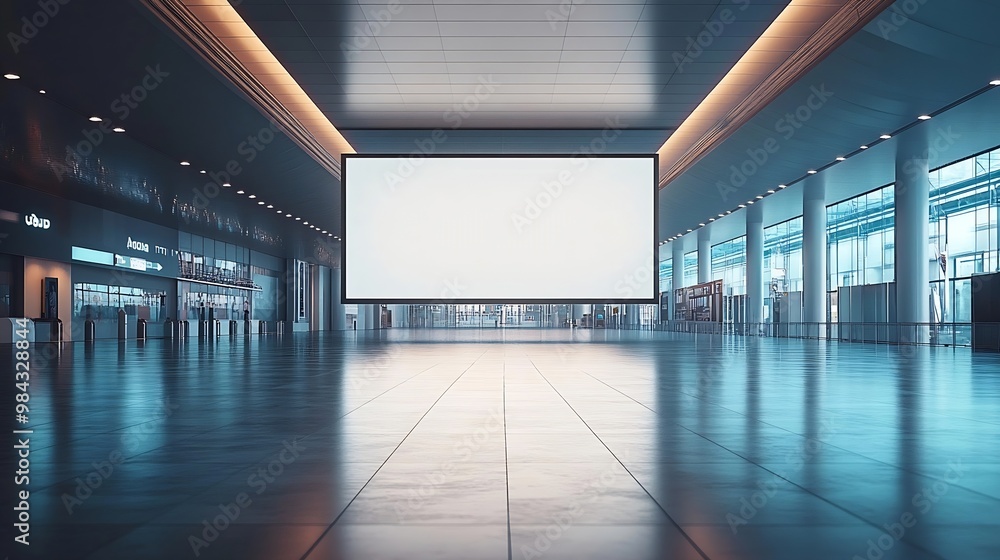 Poster airport hall billboard mock up with white screen alpha channel business concept indoor board empty f