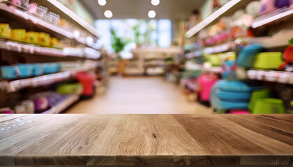 Fototapeta premium empty table ideal for assembling products, adding delivery in pet store, dog store, animal accessories, pet supermarket