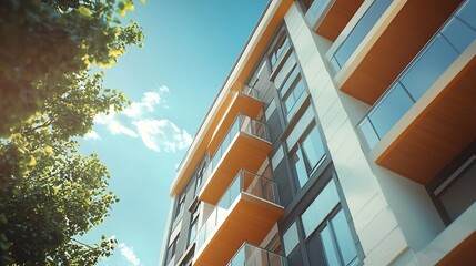 Apartment building mockup space and advertising billboard commercial housing and real estate in city Empty poster for property marketing branding and communication with announcement in : Generative AI