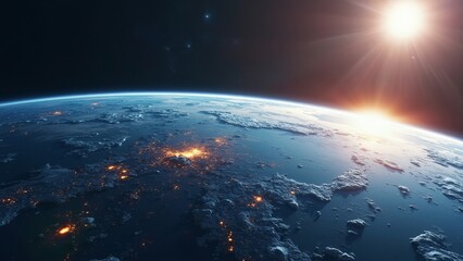 View of planet earth from space, realistic image. World Space Week.