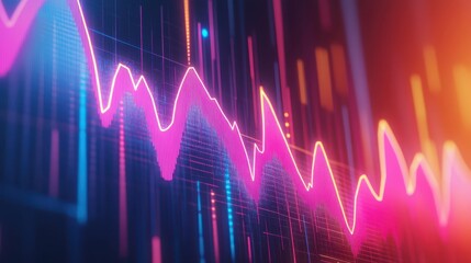 Fototapeta premium Holographic chart with rising lines, symbolizing success and growth in business. Bright, sleek design.