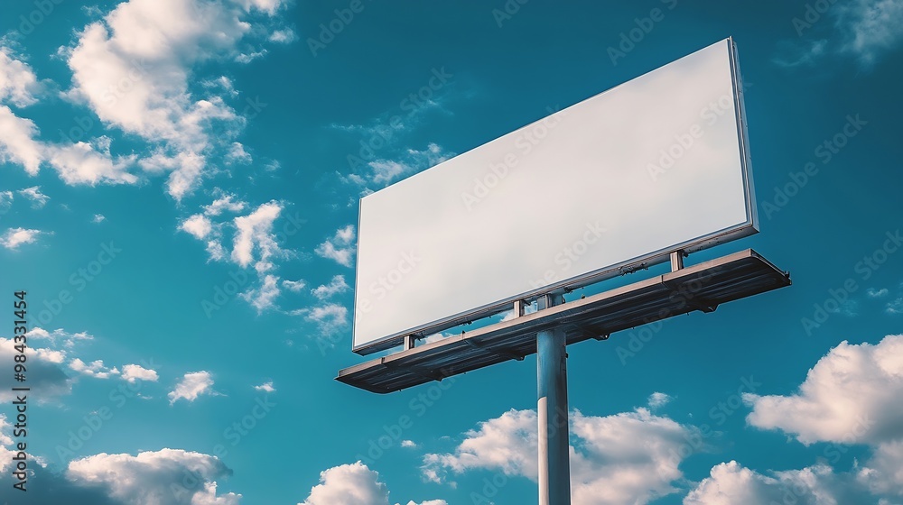 Aufkleber outdoor pole billboard on blue sky background with mock up white screen and clipping path : generati