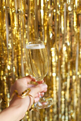 a bottle of champagne and glasses for champagne for christmas, new year, party, wedding celebration...