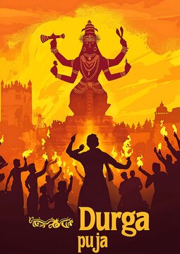 Vector art of durga, navaratri concept