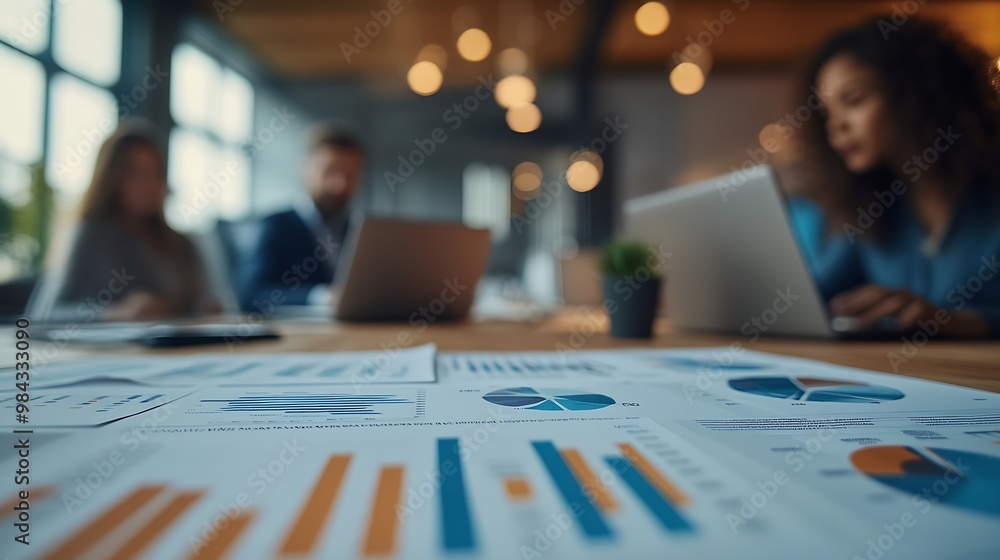 Leinwandbilder group of business people meeting about business plans presenting and explaining financial charts of 