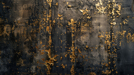 Fototapeta premium An illustration for wallpaper, fresco, mural, stock photo, with golden abstract elements on concrete background.