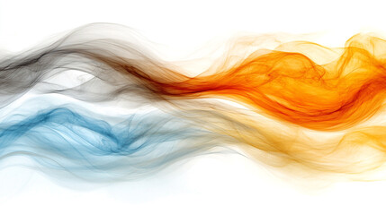 A vibrant swirl of colorful smoke in blue, orange, and black, creating a dynamic and ethereal atmosphere for creative projects.