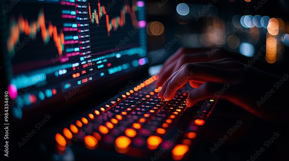 Poster data analysis with keyboard and stock market chart