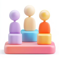 3D Coordination Icon: Organized Team Effort Symbol Logo Illustration