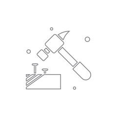 Hammer and nail Grey icon with white background