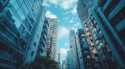 Fototapeta premium Outdoor billboard advertisement mockup background of buildings in big cities : Generative AI