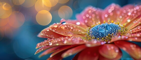 Obraz premium Vibrant Flower with Dew Drops and Soft Background