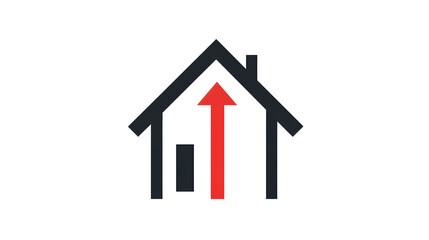 Fototapeta premium A house icon with an arrow pointing upward, symbolizing real estate appreciation