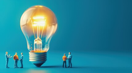 Businessmen Analyzing Graphs Under Glowing Bulb 