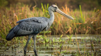 Fototapeta premium Beautiful Wading Bird Standing in Tranquil Wetland Habitat