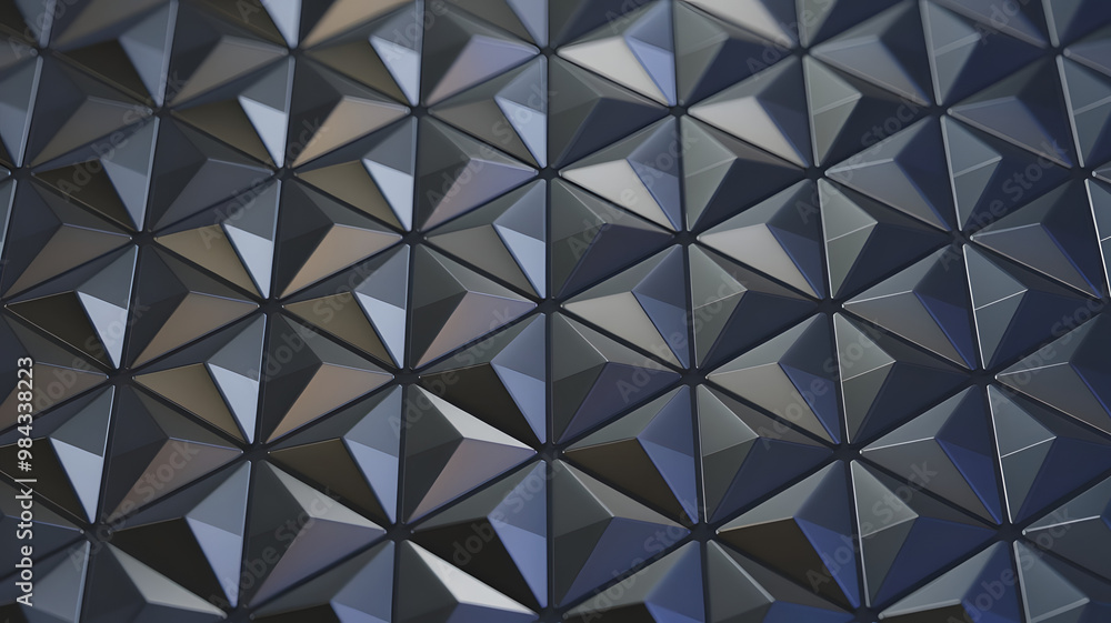 Poster geometric abstract pattern: a mesmerizing display of intricate triangular shapes, seamlessly woven i