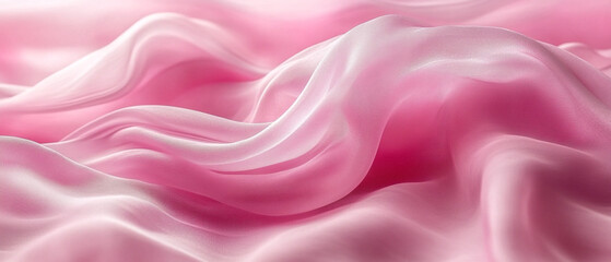 Fototapeta premium Soft pink silk fabric gracefully draped, creating elegant waves and textures, perfect for backgrounds and fashion designs.