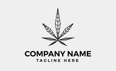leaf of marijuana line Logo symble, marijuana leaf line icon. editable Logo branding design.