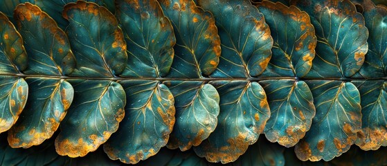 Fototapeta premium Detailed Close-up of Lush Green Leaves with Texture