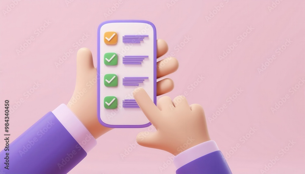 Poster checking off tasks on a digital checklist on a smartphone screen