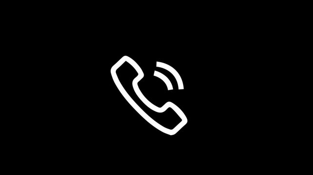 Phone Call animation on black background. Phone Calling Icon Animation. Network.