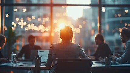 Business people at work in a busy office space : Generative AI