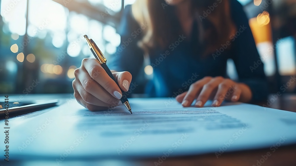 Aufkleber business people negotiating a contract discussing contract while working together in sunny modern of