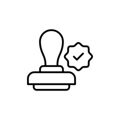 Validation stamp outline icons, minimalist vector illustration ,simple transparent graphic element .Isolated on white background
