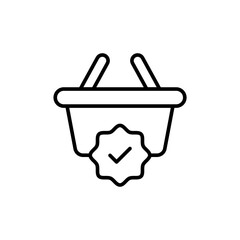 Validation shopping outline icons, minimalist vector illustration ,simple transparent graphic element .Isolated on white background