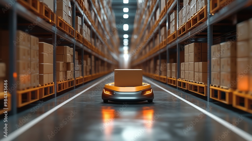 Poster automated delivery robot in modern warehouse environment