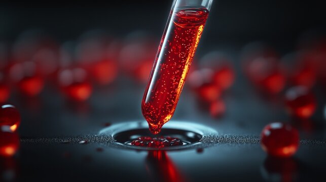 Blood sample being dropped into a glucose meter for diabetes testing, blood sugar check, health diagnostics, very realistic