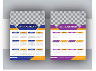 Vector Single page Wall Calendar Design Template 2025 for your office and company