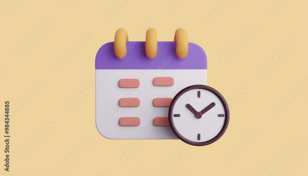 Poster scheduling and time management concept with calendar and clock