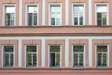 Facade of a multi-storey building. Fragment