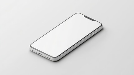 Mobile phone UI mockup, white display, top angle, vector illustration