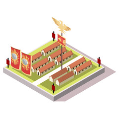 Isometric Imperial Rome Soldiers Barrak Game Tile
