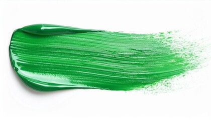 green oil brush stroke on white background