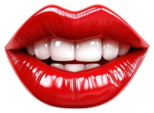 recommend clip art: PNG Glossy red woman lips smile mouth with tongue lipstick teeth white background.