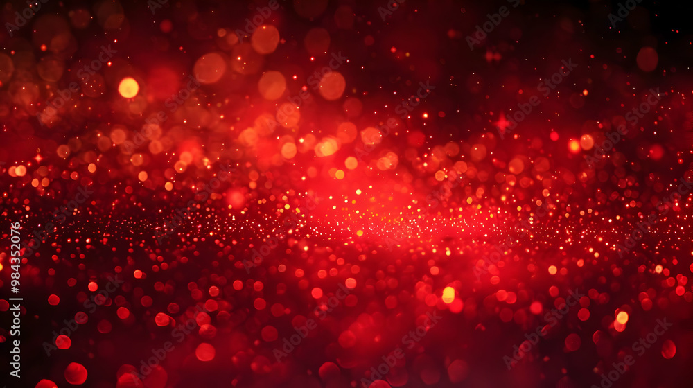 Poster abstract red glitter background with bokeh lights for festive and romantic design