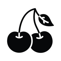 An amazing icon of wild cherries in modern design style, pair of cherries