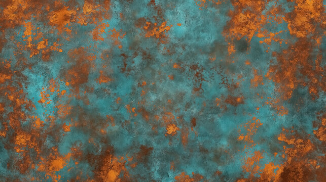 Seamless oxidized copper patina metal sheets grunge background texture