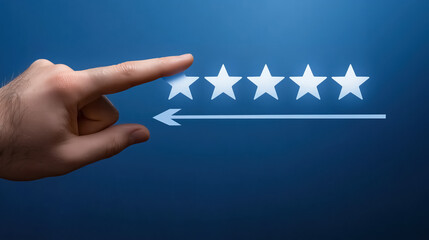 A virtual screen for a customer service review and performance review of efficient work or a business plan using online technology, against a dark blue background with copy space