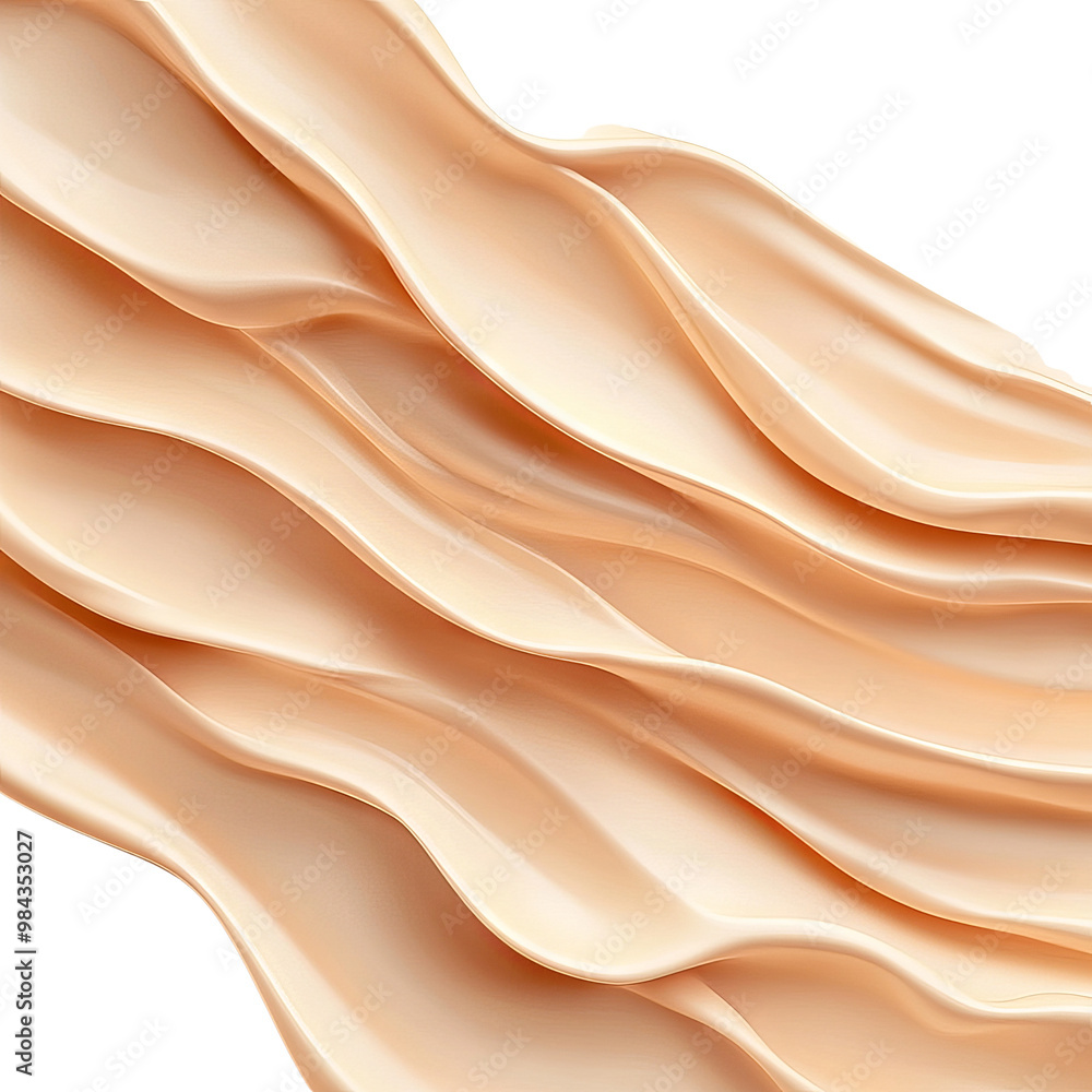 Poster abstract wave patterns in soft peach tones on black background.